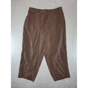 BAGGAGE Brown Silk Cropped Pants Drawstring Elastic Waist Plus Size 1X